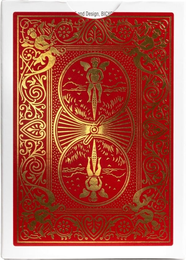 1751649852 Bicycle 140th Year Anniversary Playing Cards Red and Gold Foil Historic 1885 Design Special Edition 1 Deck.jpg