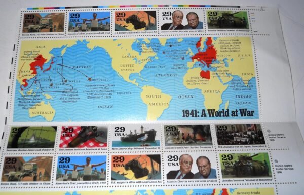 1751682253 1941 WWII A World At War Collectible 29 Cent Stamp Sheet.jpg