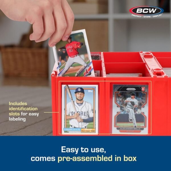 1751750652 BCW Collectible Card Bin 4 Pack Red Holds 3200 Cards Each Includes 4 Dividers Per Bin Storage for Pokemon MTG Sports Cards.jpg