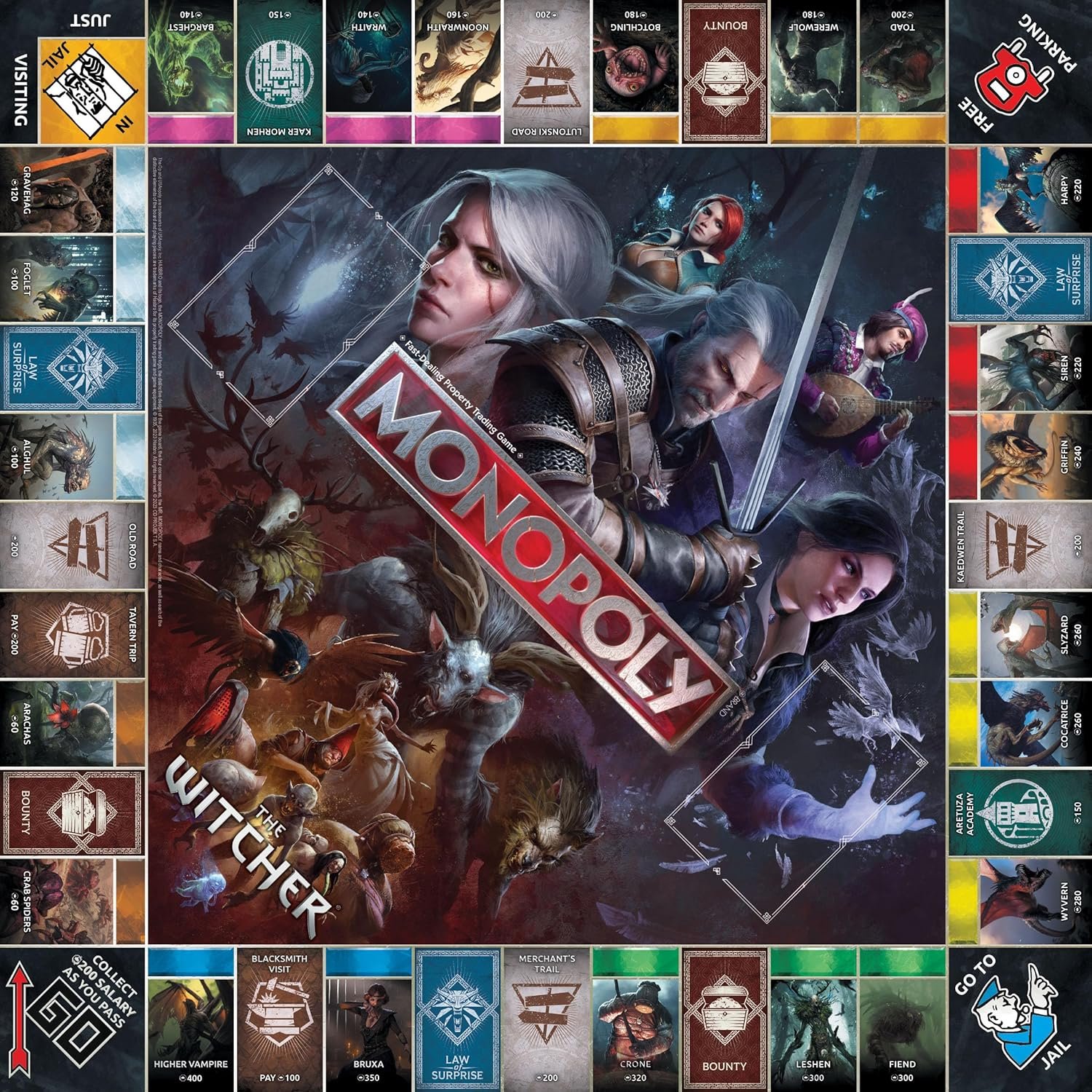 1751855050 Monopoly The Witcher Play as Crystal Skull Flaming Book Kaer Morhen Lute and More Officially Licensed Collectible Game Based On Popular Video Game Franchise.jpg
