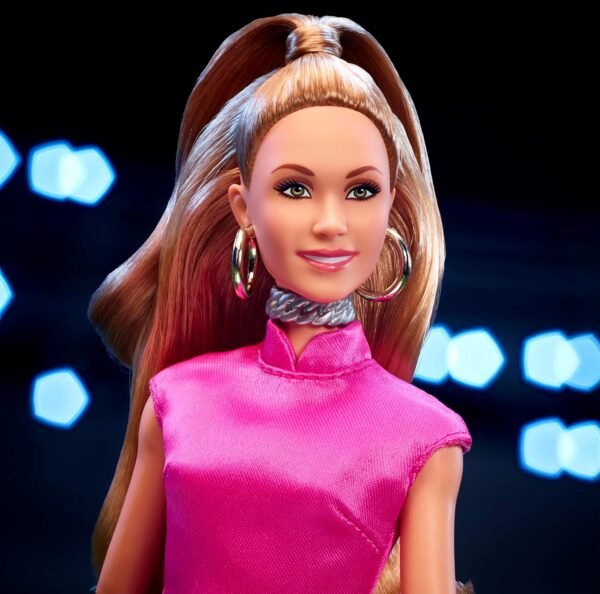 1752589452 Barbie Signature Doll Keeley from Ted Lasso Wearing Pink Dress Faux Fur Shawl Collectible with Displayable Packaging.jpg