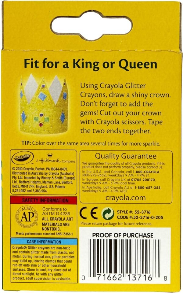 1752611051 Crayola 16CT Multicolored Glitter Crayons.jpg