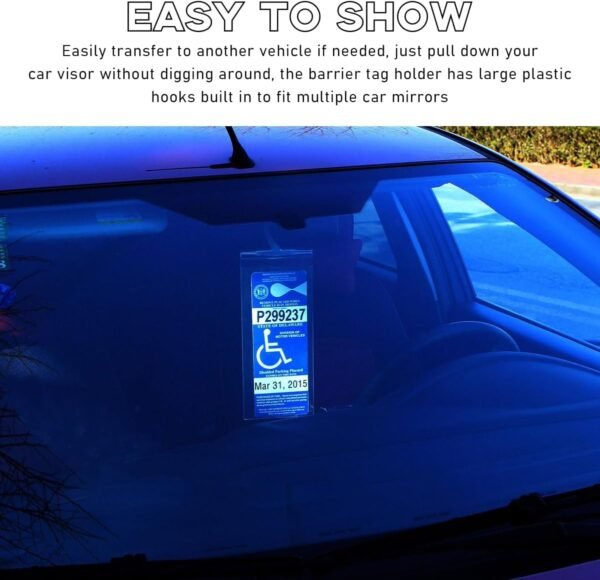 1752629054 4 PCS Handicap Placard Holder 11.6×5 Ultra Transparent Parking Permit Placard Protector Disabled Parking Sign Protective Cover with Large Hook Universal Car Accessories.jpg