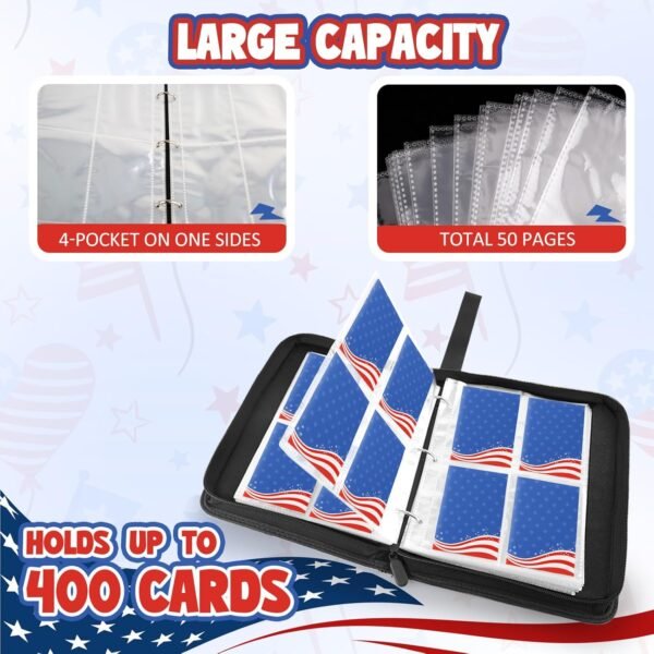 1753331054 Collectible Trading Card Albums，Card Binder Fits 400 Cards with 50 Removable Sleeves，Display Game Card Case book Holder for TCG Sports Card.jpg