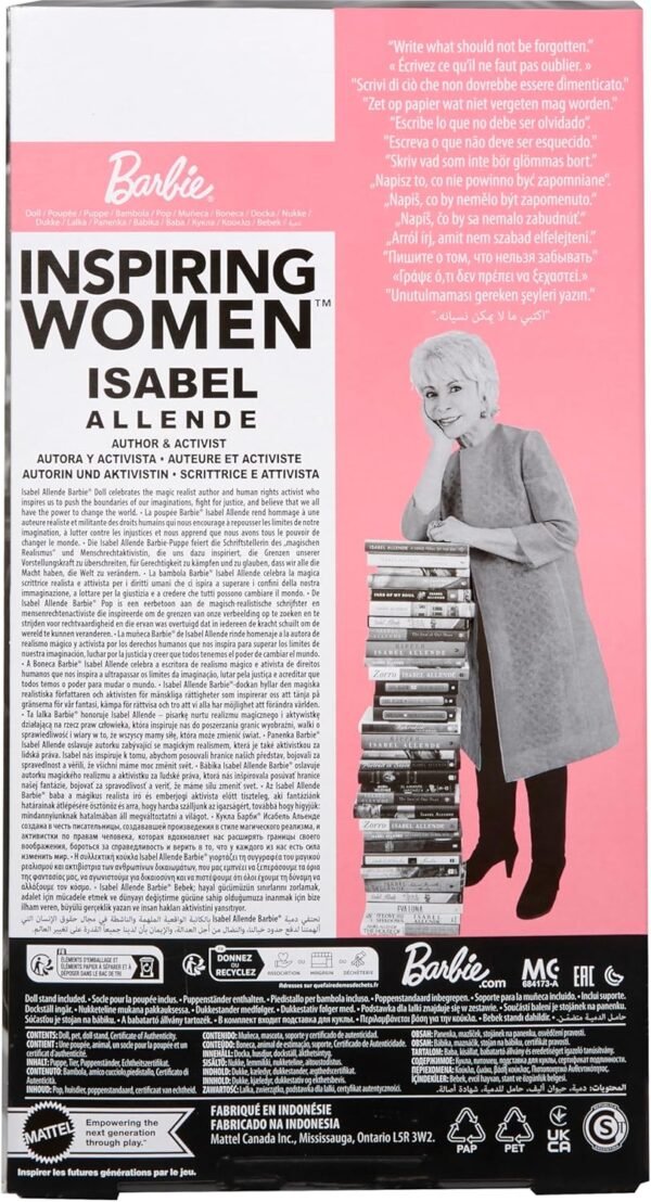 1753622653 Barbie Inspiring Women Doll Isabel Allende Collectible with in Red Dress with Book Accessory Pet.jpg