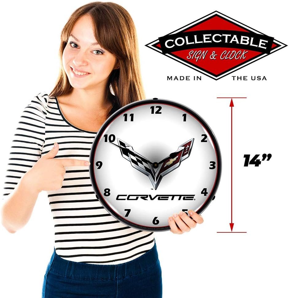 1753683852 Corvette C7 Logo LED Wall Clock RetroVintage Lighted 14 inch.jpg