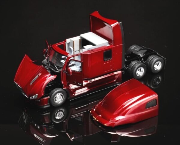 1753831450 Diecast Masters 132 Scale Peterbilt Model 579 Ultraloft Opening Hood Doors PACCAR Engine Transport Series Legendary Red Cab in Flip Box Model 71091.jpg
