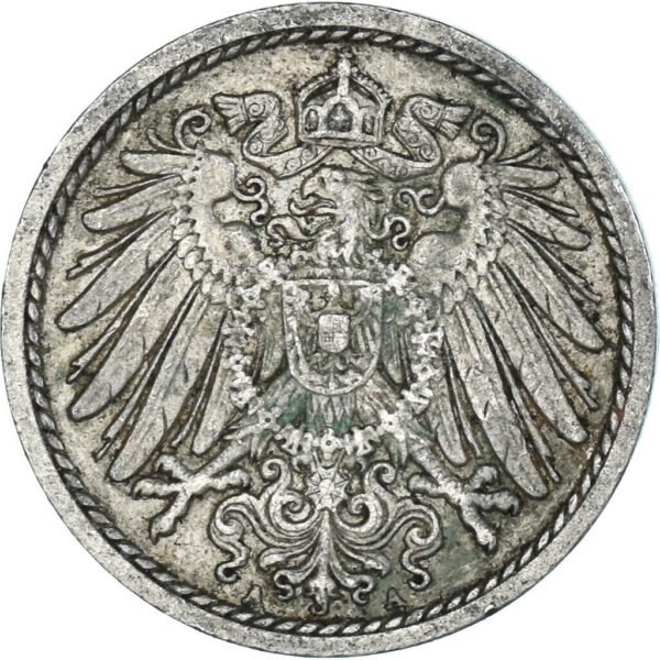 1904 1914 Kaiser Era German 5 Pfennig Coin Issued Under.jpg