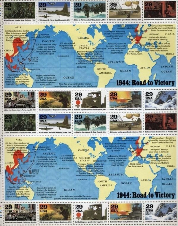 1944 WWII Road to Victory Sheet Collectible Stamp Sheet of.jpg