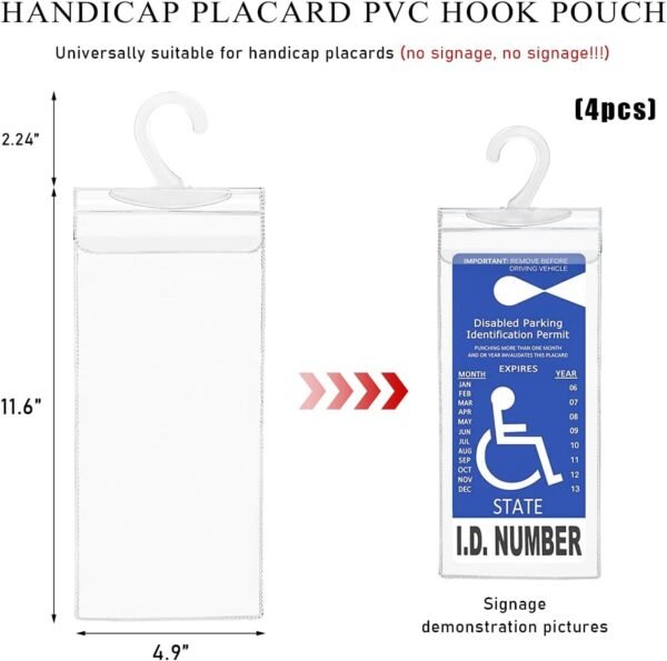 4 PCS Handicap Placard Holder 11.6×5 Ultra Transparent Parking Permit Placard Protector Disabled Parking Sign Protective Cover with Large Hook Universal Car Accessories.jpg
