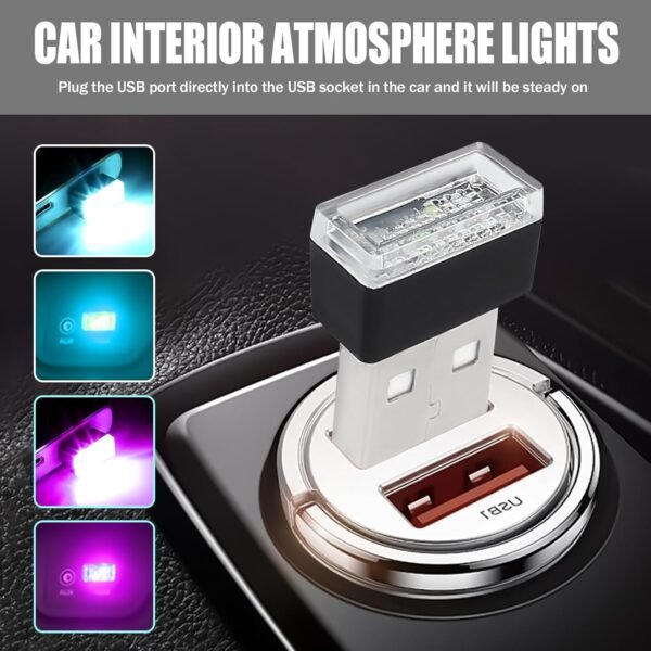 4 PCS USB LED Car Interior Atmosphere Lamp Portable Mini Auto LED Decor Night Light Plug in USB Interface Ambient Lighting Kit Universal Car Interior Accessories PurpleIce Blue.jpg
