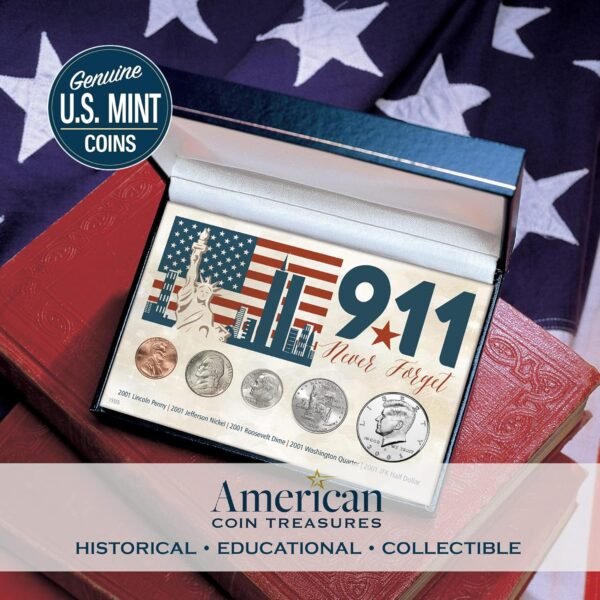 9 11 Never Forget Coin Collection in Display Box September 11 2001 Five Piece Coin Set.jpg