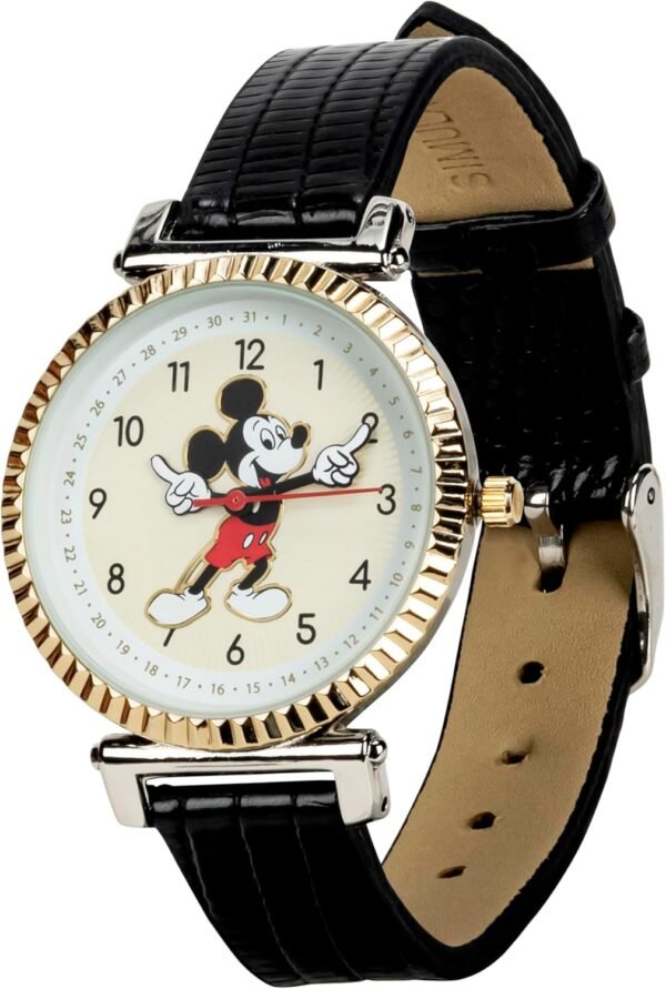 Accutime Disney 100 Mickey Mouse Black Analog Watch for Men Adults with Leather Band Japanese Quartz Movement Model MK5571AZ.jpg