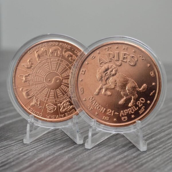Aries Ram Token 1 oz Pure Copper Challenge Coin in Capsule Astrology Zodiac Gift Ideal for The Adventurous COA by Heavenly Metals.jpg
