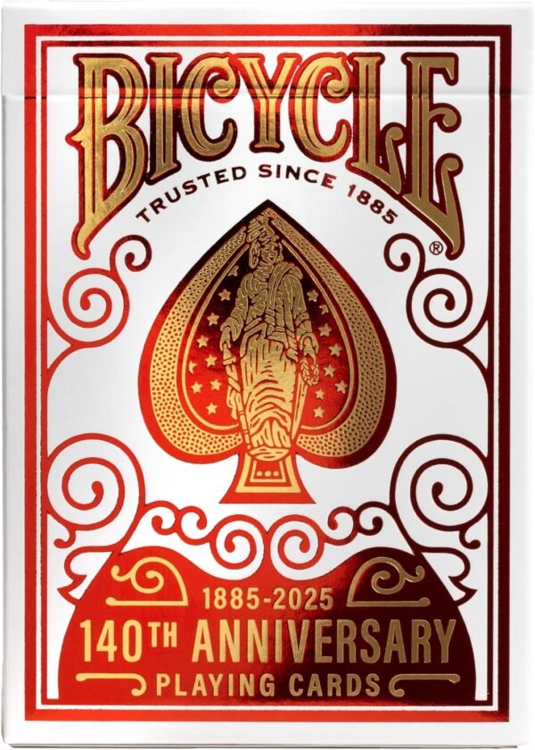 Bicycle 140th Year Anniversary Playing Cards Red and Gold Foil Historic 1885 Design Special Edition 1 Deck.jpg