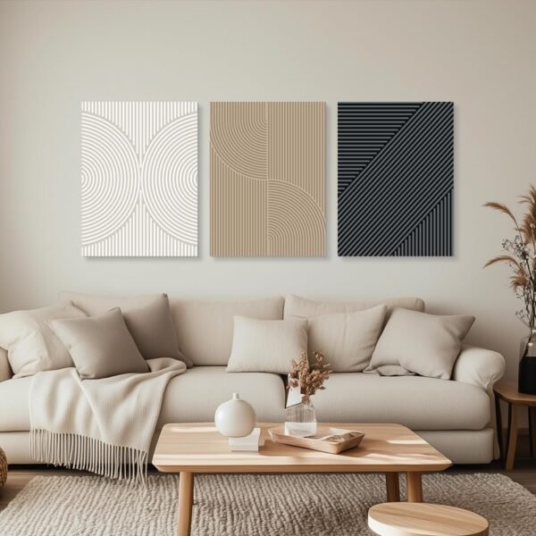 Boho Neutral Canvas Wall Art Abstract Beige Brown Black Geometric Line Poster Prints Modern Minimalist Painting Wall Decor Framed Picture Artwork for Living Room Bedroom 16x24x3.jpg
