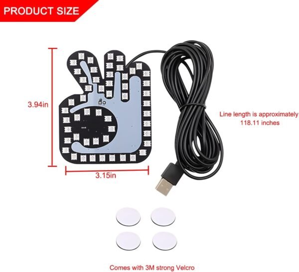 Car Hand Gesture Light LED Funny Automotive Back Window Road Rage Sign Finger Light Gadgets with Remote Control for Men Women Vehicle Exterior Decor Universal for SUV Truck RV OK.jpg