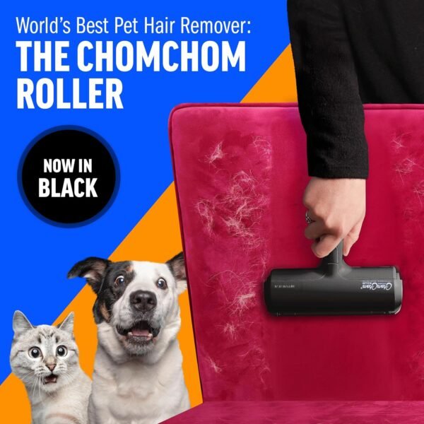 ChomChom Roller Pet Hair Remover and Reusable Lint Roller Cat and Dog Hair Remover for Furniture Couch Carpet Clothing and Bedding Portable Multi Surface Fur Removal Tool Black.jpg