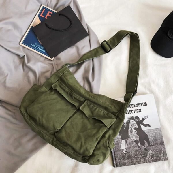 GAXOS Aesthetic Cute Messenger Bag for School Vintage Black Canvas Crossbody for Women Shoulder Laptop Bag.jpg