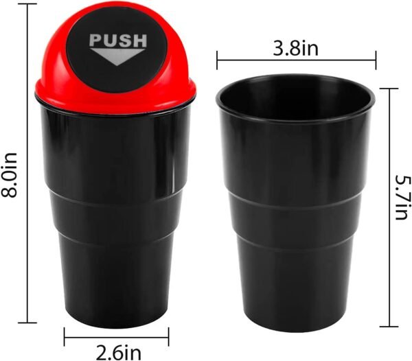 JUSTTOP Automotive Cup Holder Garbage Mini car Trash can Small Automatic Portable Trash can with lid for car Home Office Red.jpg
