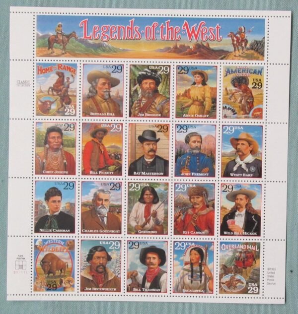 Legends of the West Complete Pane of Twenty 29 Cent.jpg