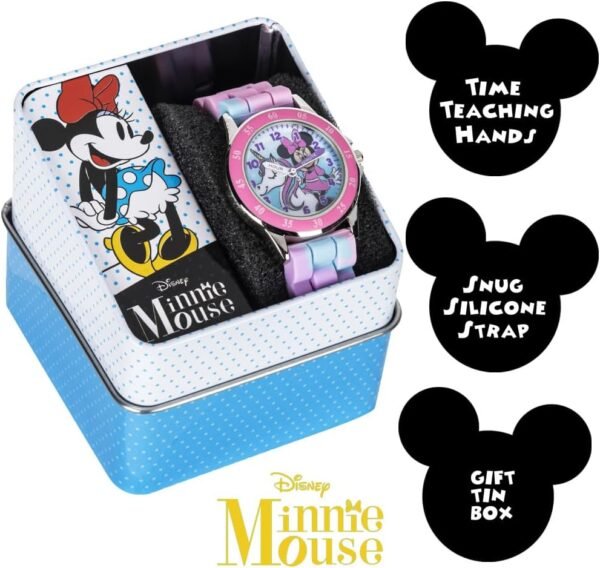 Minnie Mouse Time Teacher Watch for Girls Analog Time Learning with Easy to Read Numbers and Comfortable Silicone Band.jpg