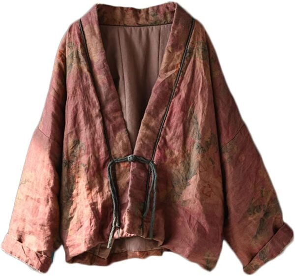NFYM Womens Short Quilted Jacket Printed Open Front V Neck Shawl.jpg