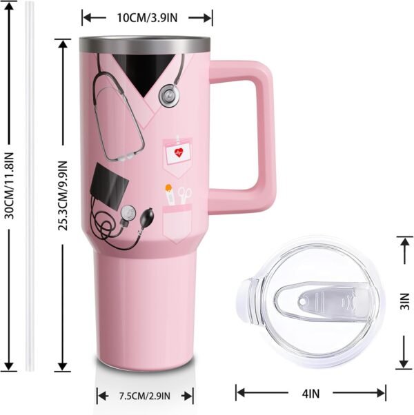 Nurse Cup Gifts for Women Girls 40 Oz Tumbler with Handle and Straw Nursing Practitioner Appreciation Graduation Nurse Week Insulated Stainless Steel Water Bottle 1PC.jpg
