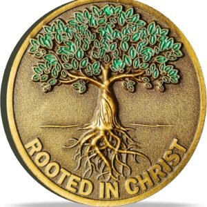 Rooted in Christ Challenge Coin Antique Gold Color Christian Lucky.jpg