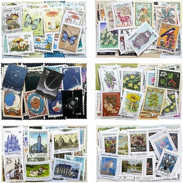 SIBLYMONA Vintage Postage Stamp Stickers 184PcsPack Deco Stamps Stickers.jpg