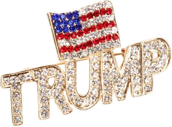 Trump Pin with USA Flag Crystal Trump Lapel Brooch Memorabilia.jpg