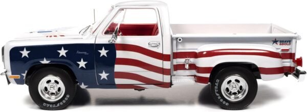 1754573049 1980 D150 Adventurer Pickup Truck White with American Flag Graphics and Red Interior 118 Diecast Model Car by Auto World AW310.jpg