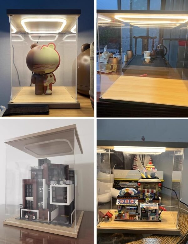 Acrylic Display Case Acrylic Display Box Case with Led Clear Cube Wooden Base Dustproof Show Box for Collectibles FiguresDolls Storage Organizer Openable Door35x35x25cm14x14x10.jpg