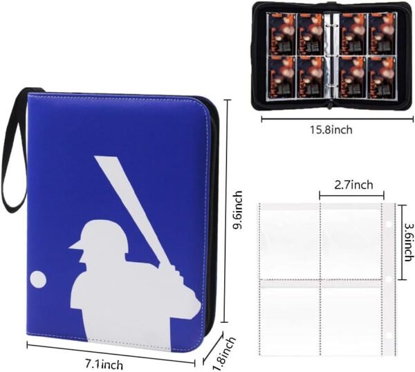 Baseball Card Binder Collectible Trading Card Albums for 4 Pockets Trading Card Accessories Folder 400 Pocket Sports Card Binder for Baseball Card Football Card Blue Baseball.jpg