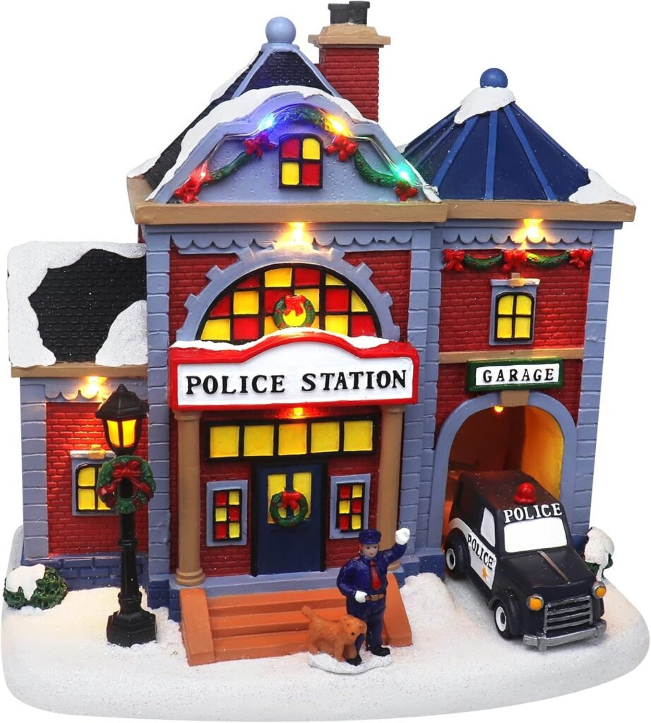 Christmas Village Animated Police Station Pre lit Musical Snow Village.jpg