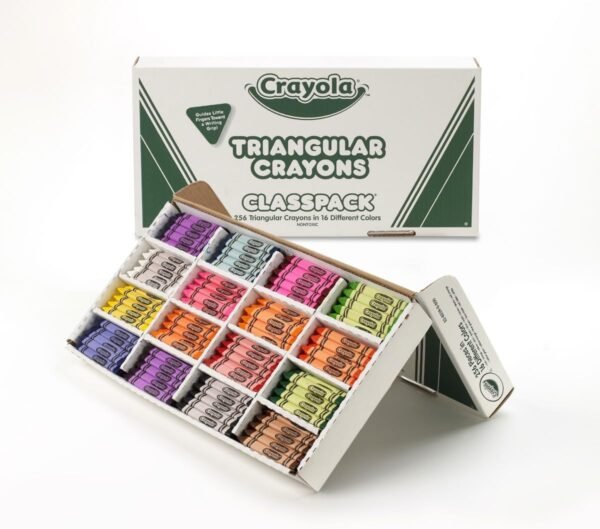 Crayola Triangular Crayon Classpack 256ct 16 Assorted Toddler Crayons Anti Roll Bulk Back to School Essentials Preschool Teacher Classroom Must Haves.jpg