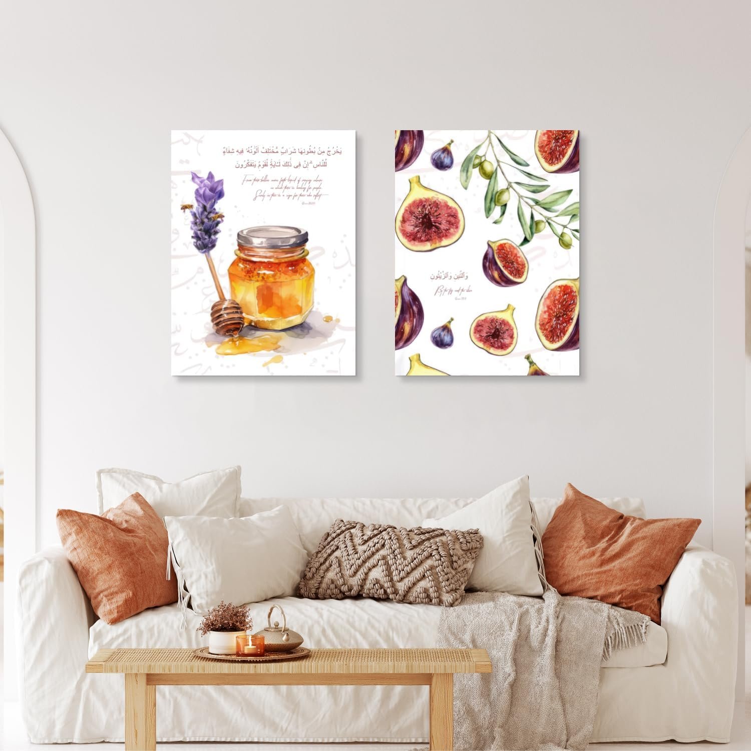 Islamic Kitchen Canvas Wall Art Colourful Honey Olive Tree Figs Aesthetic Pictures Quran Scriptures Poster Wall Decor Islamic Calligraphy Poster Prints for Kitchen Framed 12x16x3.jpg