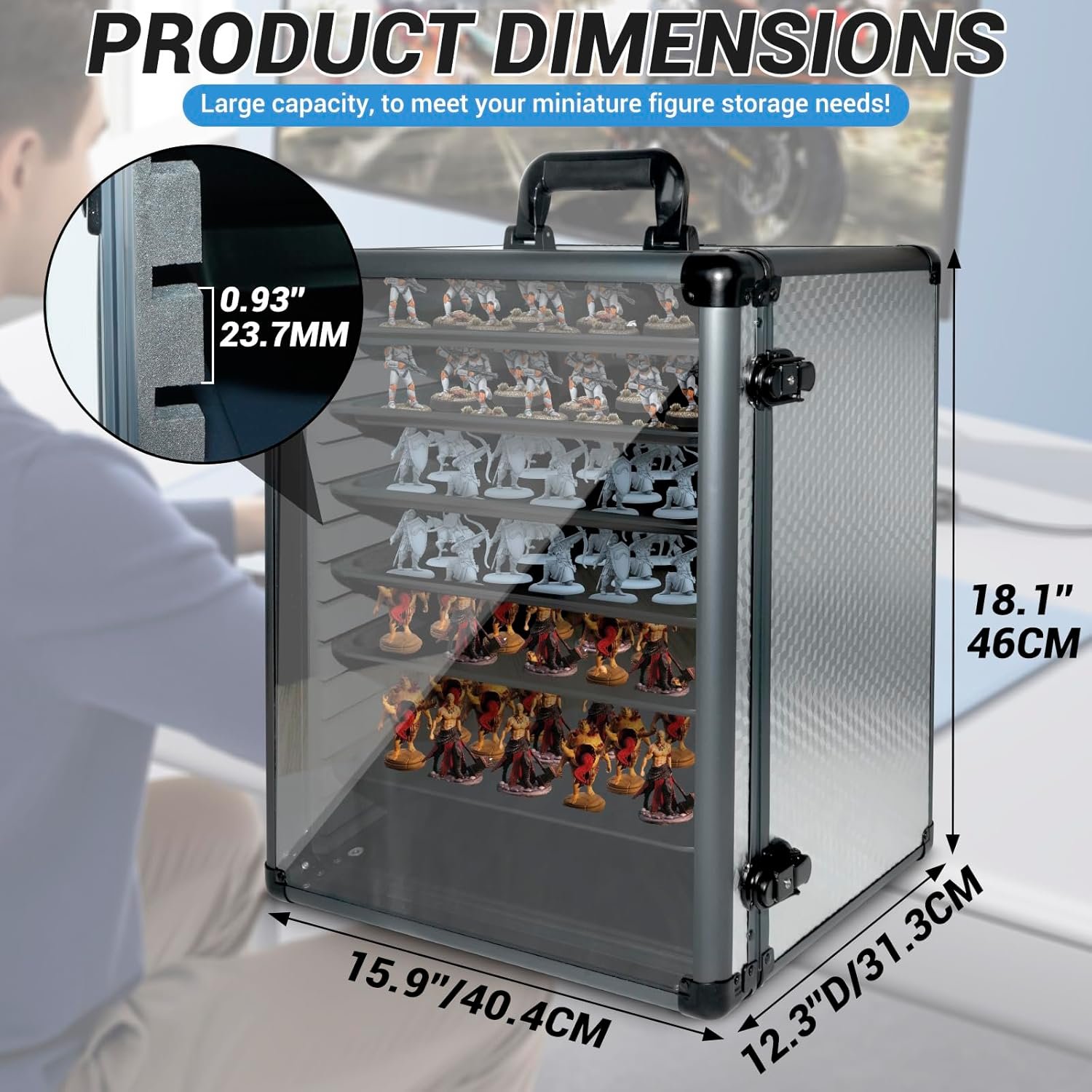 ORKELS Miniatures Storage Case with Metal Trays Clear Display Transport Case with Lock Aluminum Alloy Frame Organizer for Mini Action Figures Collectibles Large 18.1Hx15.9Wx12.3D.jpg