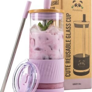 Pandaloo® Glass Cups With Lids and Straws 20 Fl Oz.jpg