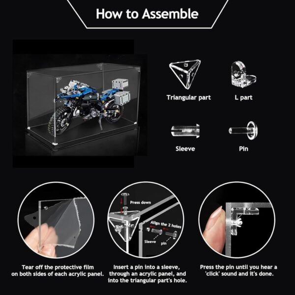 Self Assembly Clear Acrylic Display Case for Collectibles 20x70x65cm8x28x26in Dust Proof Protection Showcase for Figurine Model with Gloves String Lights Cleaning Cloth.jpg